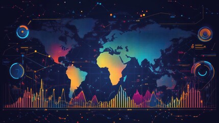 Wall Mural - Global Network Data Visualization