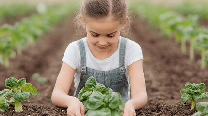 Community gardening - young volunteers tending plants