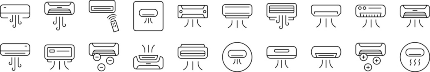 Wall Mural - Air Conditioning Related Icon Set. Editable Stroke. Suitable for Web Sites, Books, Cards, Apps