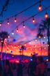 © neirfy - Experience a vibrant evening with string lights and bokeh, creating a magical atmosphere for celebrations