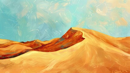 Post-Impressionist desert scene with bold colors and textured expressive strokes