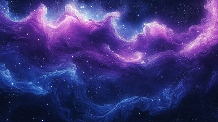 Wall Mural - a cosmic dance of purple and blue nebulae