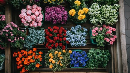 Poster - Vibrant Floral Display in a Flower Shop Window