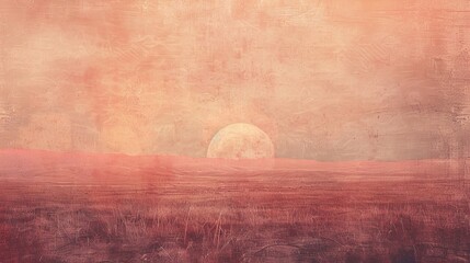 Wall Mural - Lo-fi-inspired sunset over plains with retro textures and a tranquil nostalgic feel