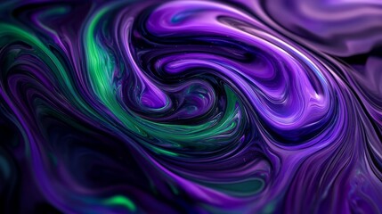 Wall Mural - a captivating blend of purple and green colors swirling beautifully in an abstract digital art creat