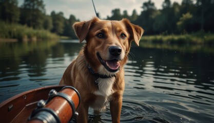 Joyful Dog by the Water