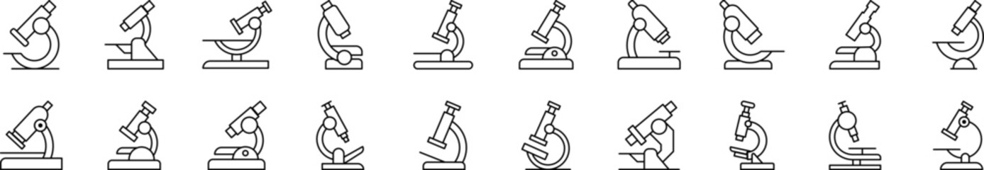 Microscope Pack of Thin Icons. Editable Stroke. Suitable for Web Sites, Books, Cards, Apps