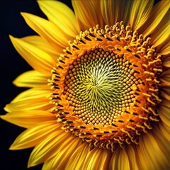 Sticker - Close-up of a vibrant yellow sunflower with a dark background, showcasing the intricate details of the center.