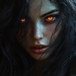 © Chawakorn - Close-up portrait of a woman with fiery eyes and long dark hair.