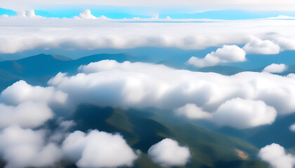 Sticker - Stunning Aerial View of Cloud-Covered Mountains