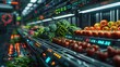 © Waraporn - Vibrant Grocery Store Produce Display with Fresh Organic Vegetables and Fruits   Colorful and Illuminated Shelves of Healthy Produce in a Retail Market Setting