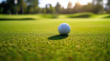 Wall Mural - Detailed Golf Ball on Perfectly Mowed Turf