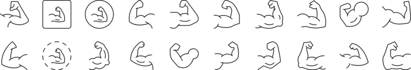 Wall Mural - Muscles Set of Thin Icons. Editable Stroke. Suitable for Web Sites, Books, Cards, Apps