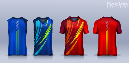 Wall Mural - t-shirt sport design template, Soccer jersey mockup for football club, Running singlet,basketball Tank top.	