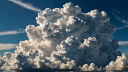 Sticker - Fluffy white clouds against a bright blue sky, perfect for tranquility.