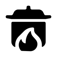 Wall Mural - Cooking Pot Flame Solid Icon