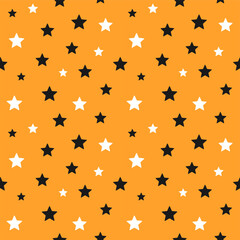 Wall Mural - halloween stars seamless pattern. black and orange stars background. vector illustration.