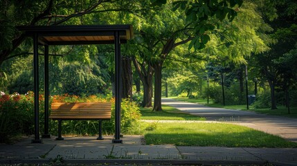 Canvas Print - Park Bench Under Canopy of Trees