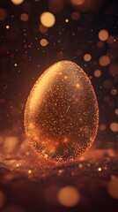 Wall Mural - Egg shape created with glowing dots and particles picture
