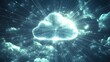 © Nidarat - Cloud Computing - Depict a digital cloud filled with various computing services like servers, databases, and storage units, all connected and accessible through beams of light