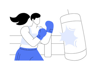 Sticker - Kickboxing workout isolated cartoon vector illustrations.