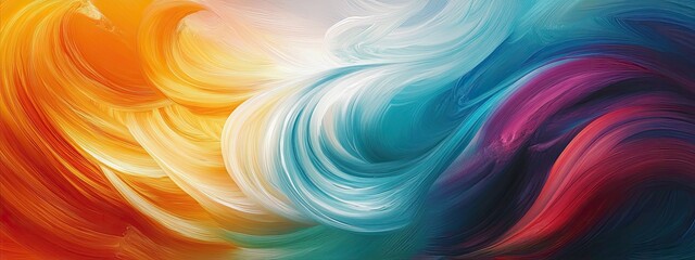 Poster - Oil painting style swirls of bold, vibrant colors in a dynamic flow. colorful background