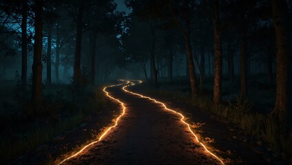 Poster - Glowing path in darkness.