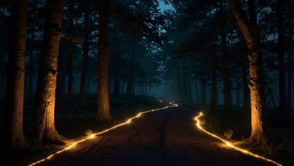 Poster - Glowing path in darkness.