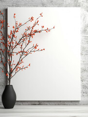 Sticker - Red flowers in a vase against a blank canvas.