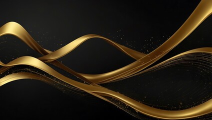 Wall Mural - Gold wave luxury background on black.