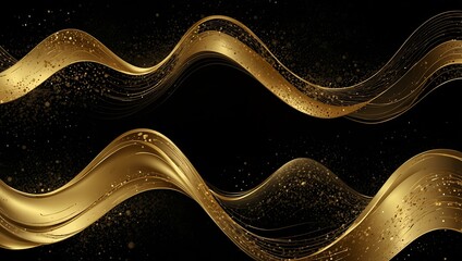 Poster - Gold wave luxury illustration on a black background.