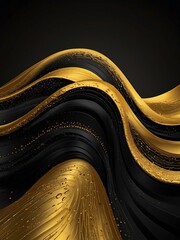 Poster - Gold wave luxury illustration on black.