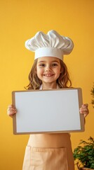 Child wearing chef hat and apron