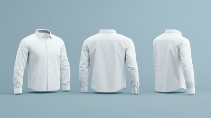 Poster - Three white shirts are shown in a row, each with a different collar