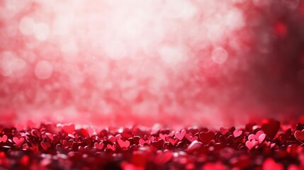 Sticker - A close-up of a pile of red hearts with a soft focus background.