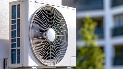 Wall Mural - A white air conditioner with a fan on top