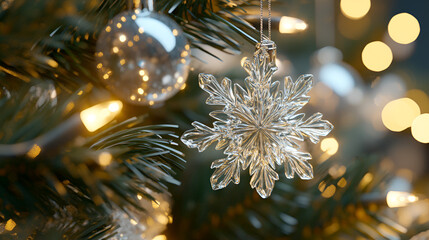 Wall Mural - close up of well decorated Christmas tree