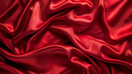 Luxury red satin smooth fabric background for celebration, ceremony, event invitation card or advertising poster