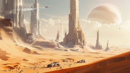 Poster - Futuristic Desert Cityscape