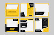 © Prokash Cuch - Set of Editable minimal square banner template. Black and yellow color with stripe line shape. Suitable for social media post, Instagram and web internet ads. Vector illustration with photo college