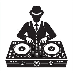 Dj mixer icon silhouette on white background
