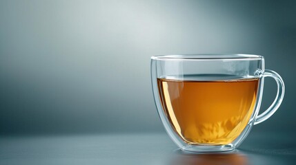 create an image natural of transparent cup of tea front view white background