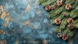 © Tetiana - Christmas pine tree branch with pine cone lying on dark background