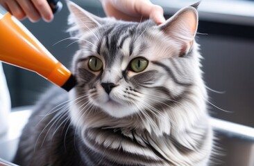 Wall Mural - The cat undergoes procedures at the groomer