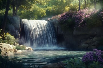 Poster - waterfall in autumn