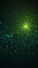 Wall Mural - Green gradient background with glowing particles, creating a calming effect.