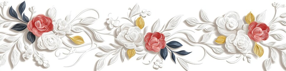 Wall Mural - Roses, leaves, floral bouquets, flower compositions, in a beautiful romantic flower collection.