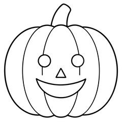 Wall Mural - Minimalist Pumpkin Carved with Face Line Art Vector Design