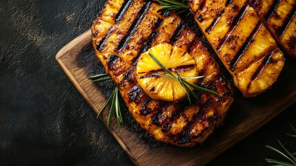 Grilled pineapple slices with warm cinnamon sugar make a tasty treat!