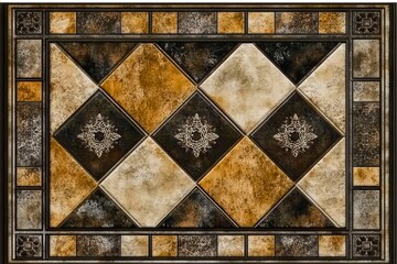 Wall Mural - A picture of a tile floor with a decorative design on it